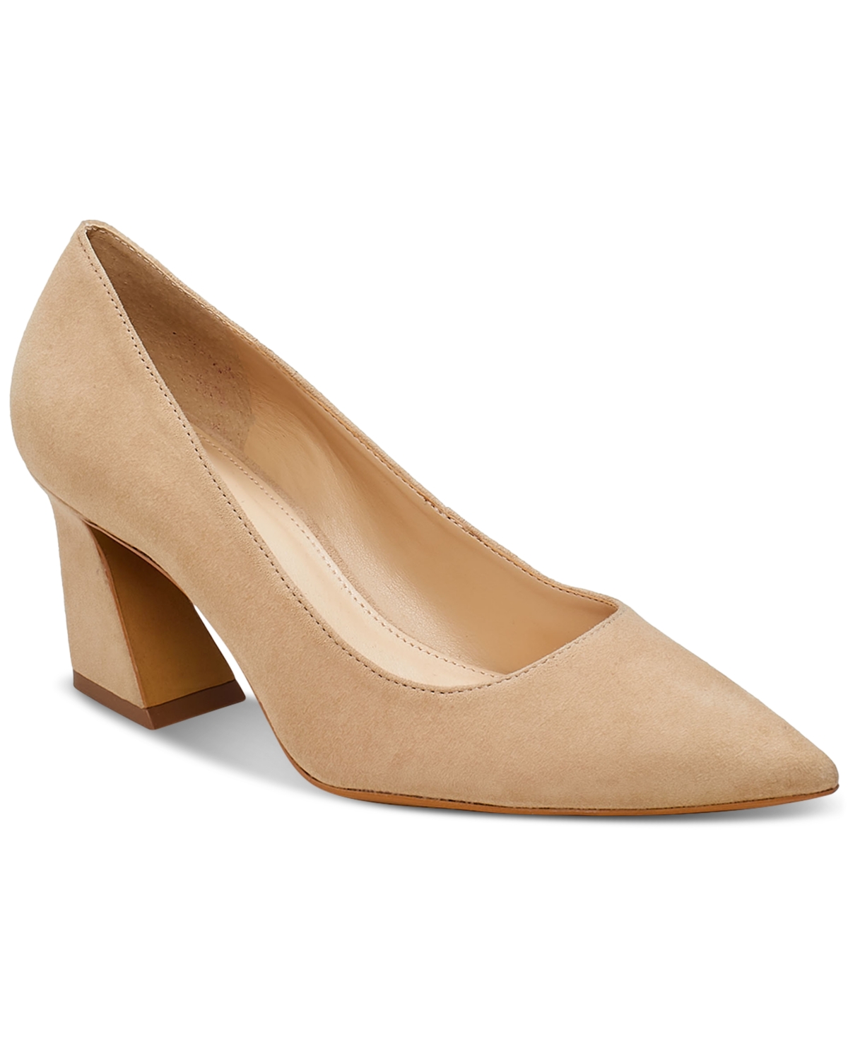 Shop Vince Camuto Women's Hailenda Pointed-toe Flare-heel Pumps In Sandstone Baby Sheep Leather