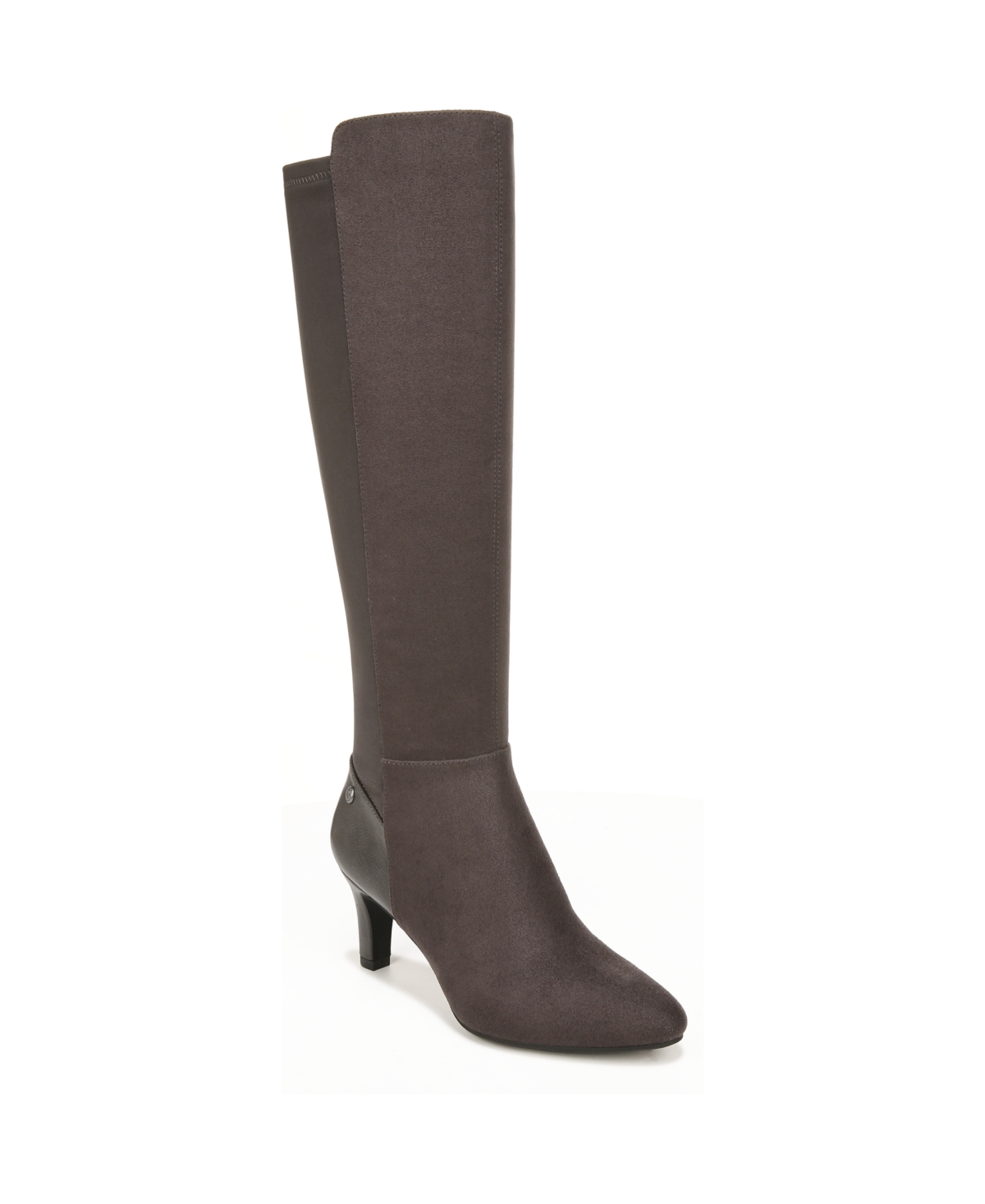 Gracie Wide Calf Dress Boots - Grey Microsuede