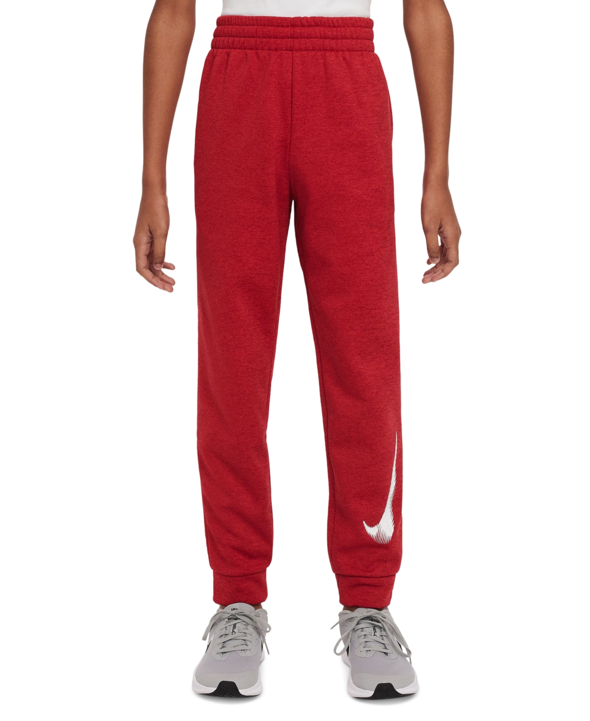 Shop Nike Big Kids Therma-fit Fleece Training Joggers In Gym Red,university Red,white