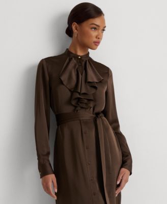 送料関税無料【POLO RALPH LAUREN】Ruffle-Trimシュミーズドレス Lauren Ralph Lauren Women's Ruffle-Trim Satin Charmeuse