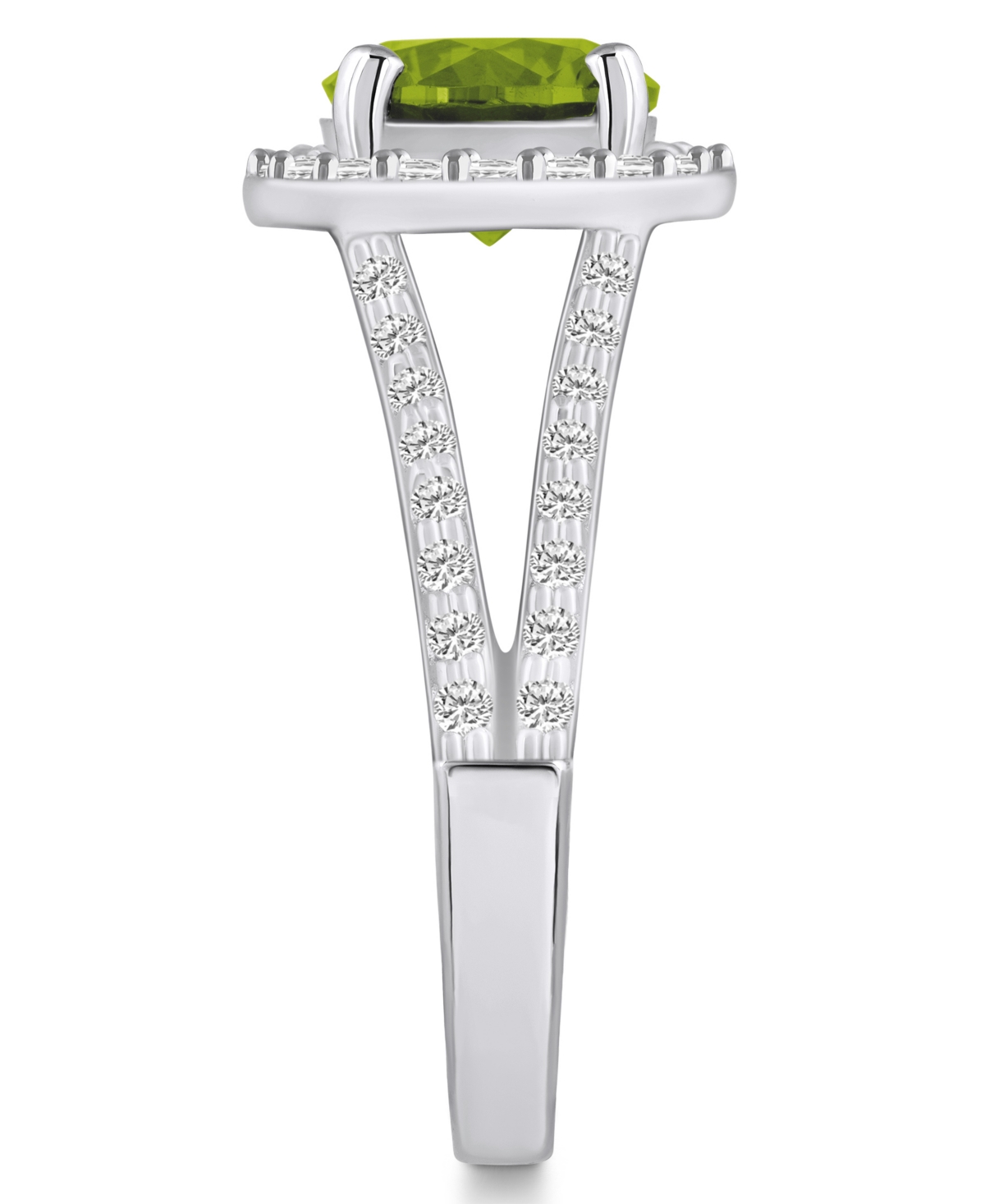 Macy's(2 ct. t.w.) and Diamond (1/2 ct. t.w.) Halo Ring in 14K White Gold - Peridot