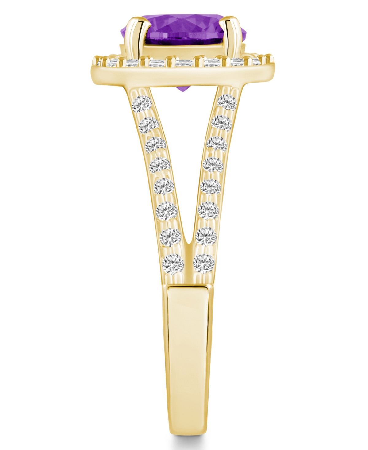 Macy's(1-3/4 ct. t.w.) and Diamond (1/2 ct. t.w.) Ring in 14K Yellow Gold - Amethyst