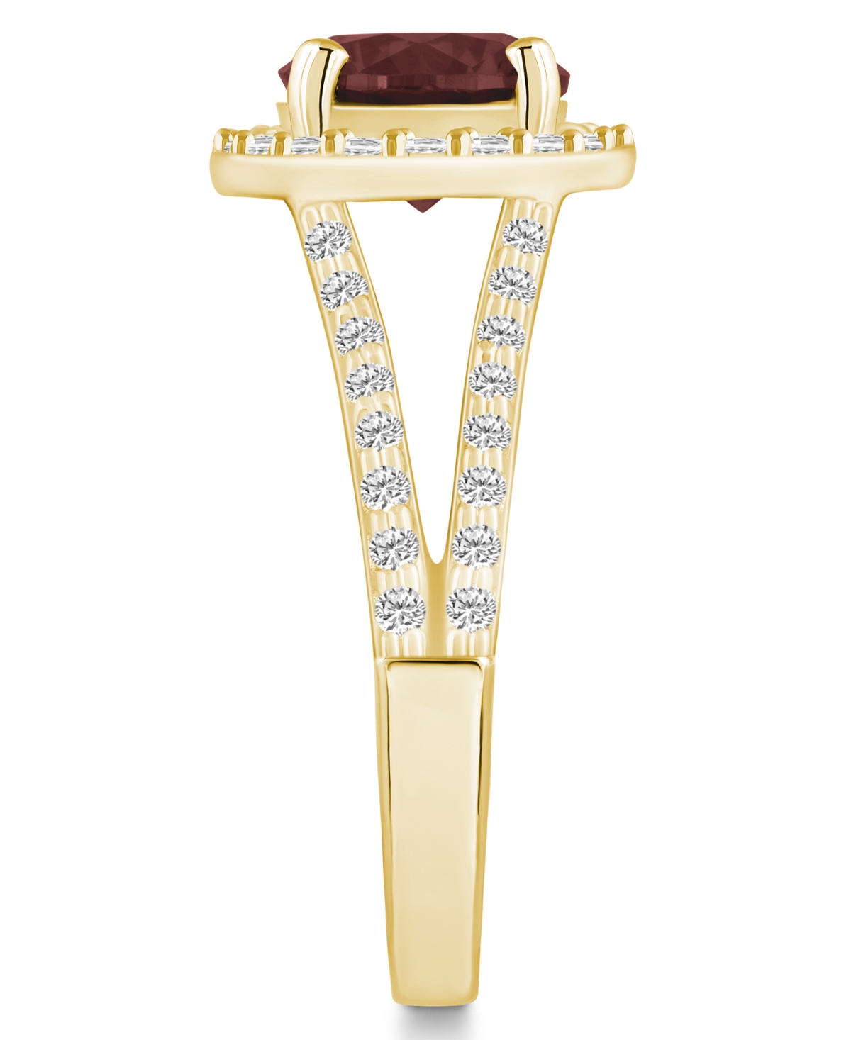 Macy's(2-1/2 ct. t.w.) and Diamond (1/2 ct. t.w.) Halo Ring in 14K Yellow Gold - Garnet