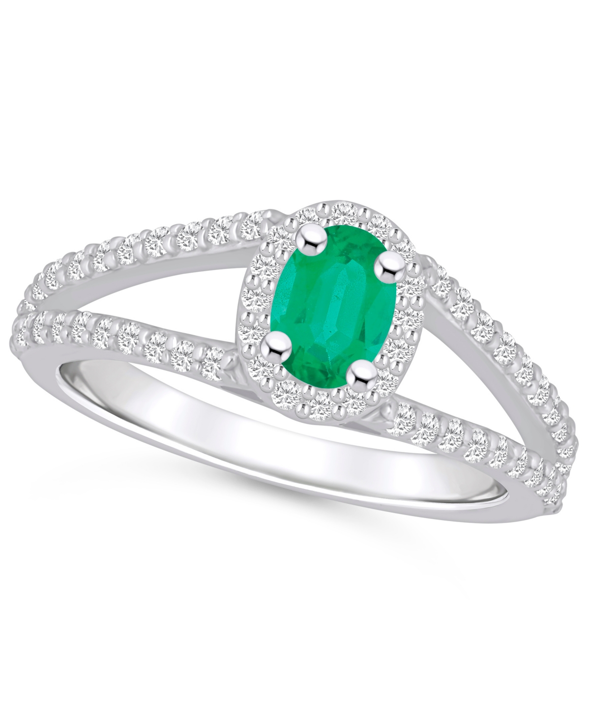 Macy's Emerald (1/2 Ct. t.w.) and Diamond (1/2 Ct. t.w.) Halo Ring