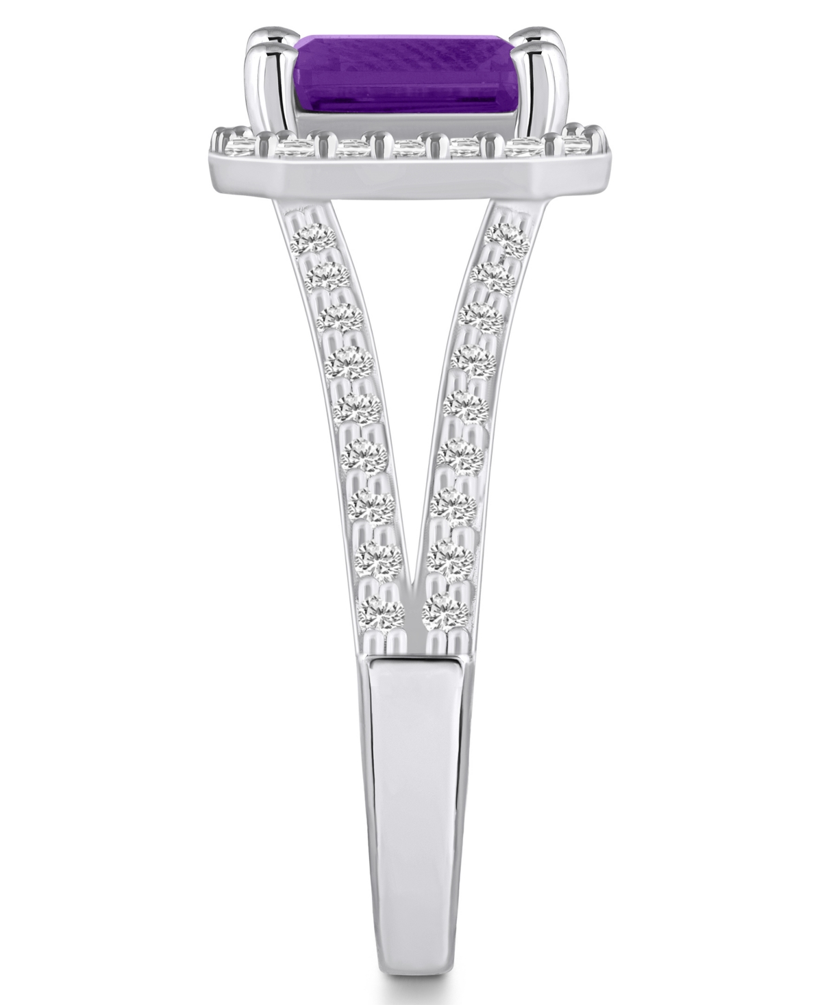 Macy's(1-5/8 ct. t.w.) and Diamond (1/2 ct. t.w.) Halo Ring in 14K White Gold - Amethyst