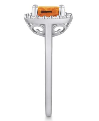 Citrine (2 ct. t.w.) and Diamond (1/4 ct. t.w.) Halo Ring in 14K White Gold