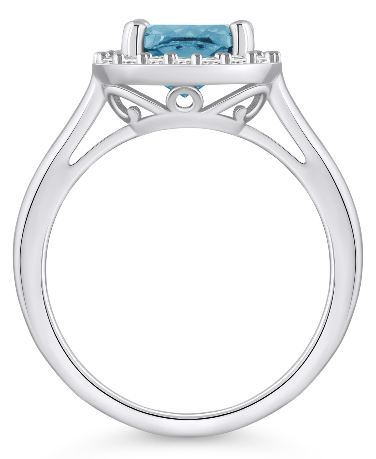 Macy's(2 ct. t.w.) and Diamond (1/4 ct. t.w.) Halo Ring in 14K White Gold - Aquamarine