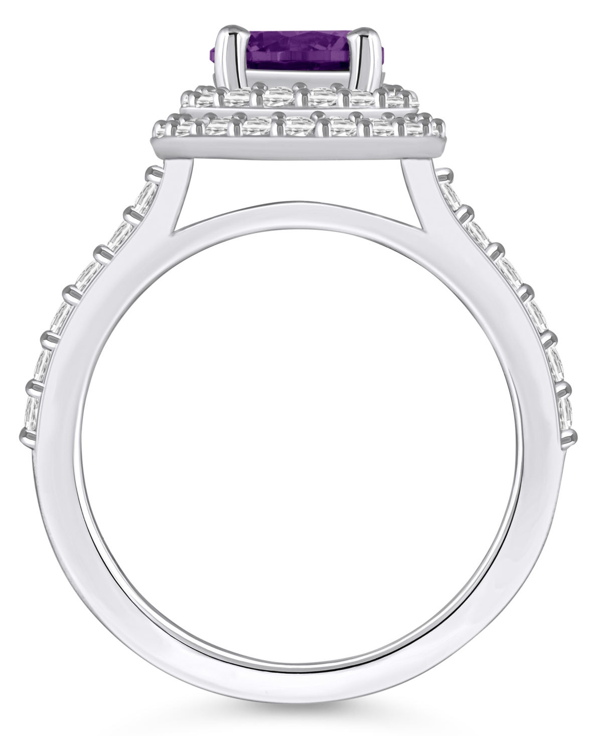 Macy'sand Diamond Accent Halo Ring in 14K White Gold - Amethyst