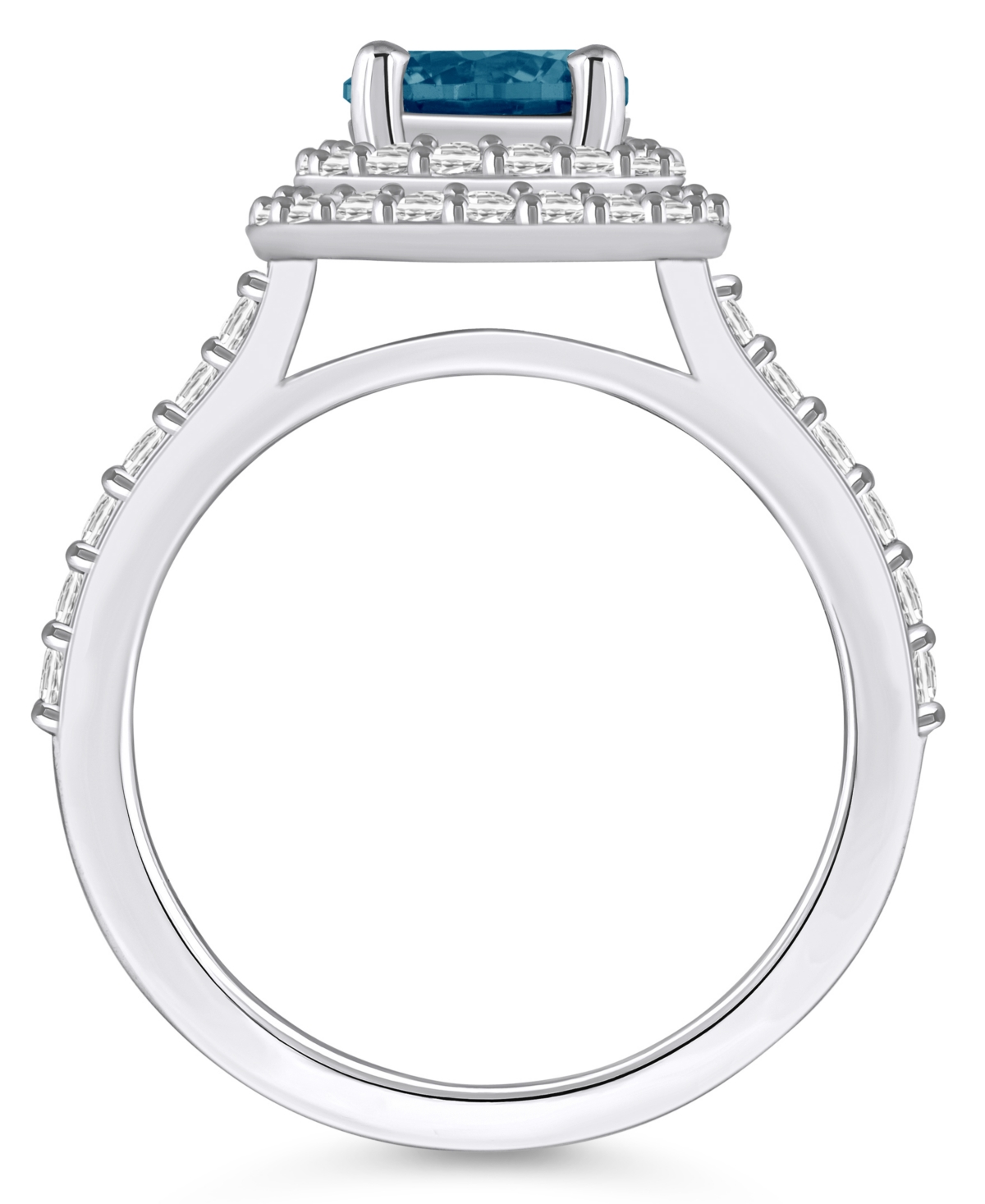 Macy'sand Diamond Accent Halo Ring in 14K White Gold - London Blue Topaz