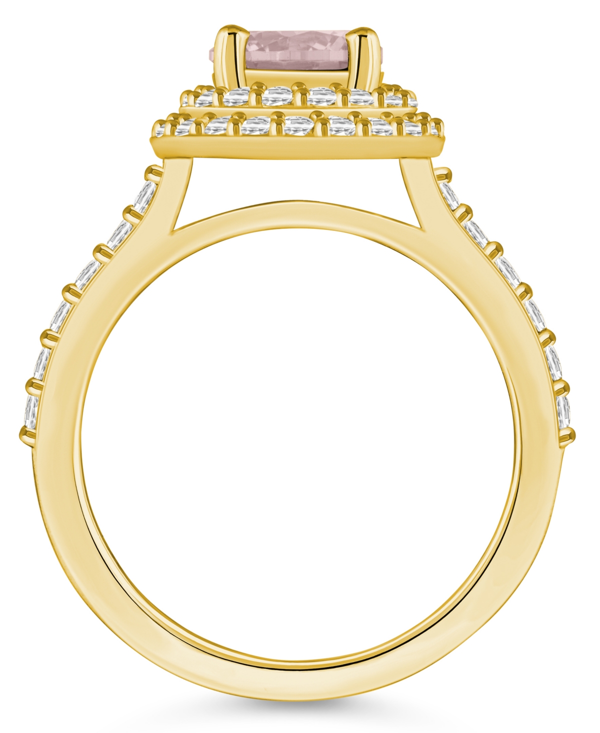 Macy'sand Diamond Accent Halo Ring in 14K Yellow Gold - Morganite