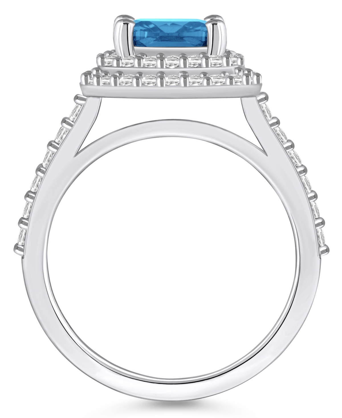 Macy'sand Diamond Accent Halo Ring in 14K White Gold - Blue Topaz