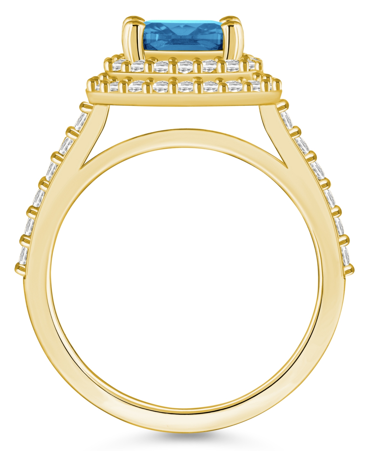 Macy'sand Diamond Accent Halo Ring in 14K Yellow Gold - Blue Topaz