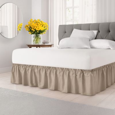 Ruffled Elastic Wrap Around Bedskirt 15 Inch Drop - King