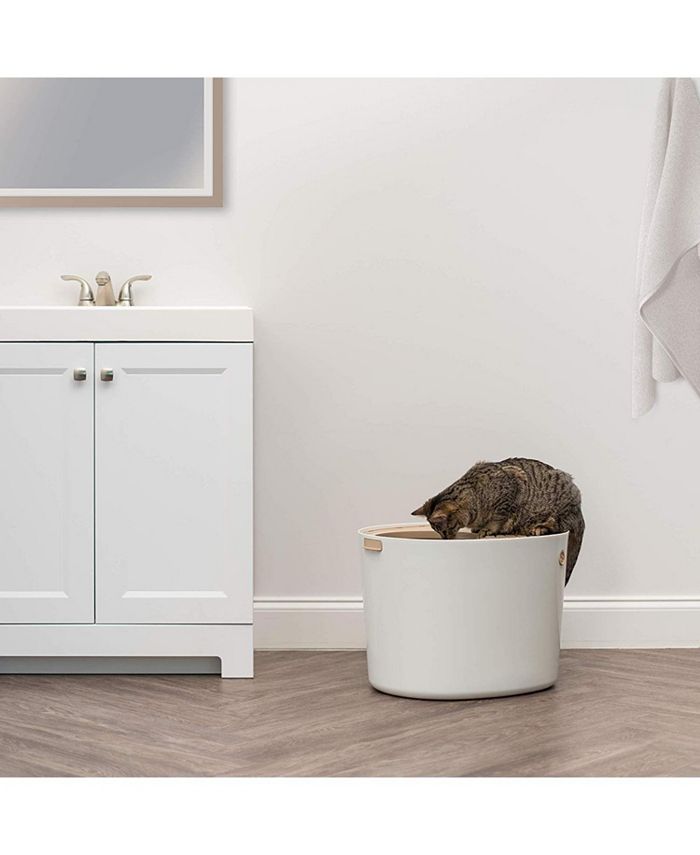 IRIS USA Top Entry Cat Litter Box with Cat Litter Scoop, Beige Macy's