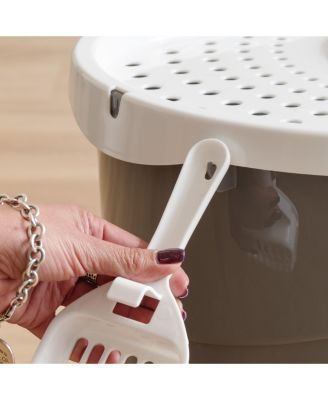 USA Top Entry Cat Litter Box with Scoop, Gray