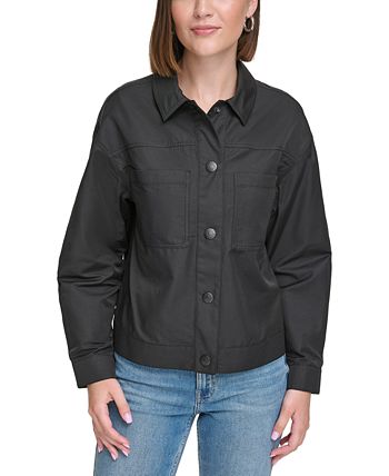 Calvin Klein Jeans Women\'s & Macy\'s - Shirt Utility Water-Resistant Twill Regular Jacket, Petite