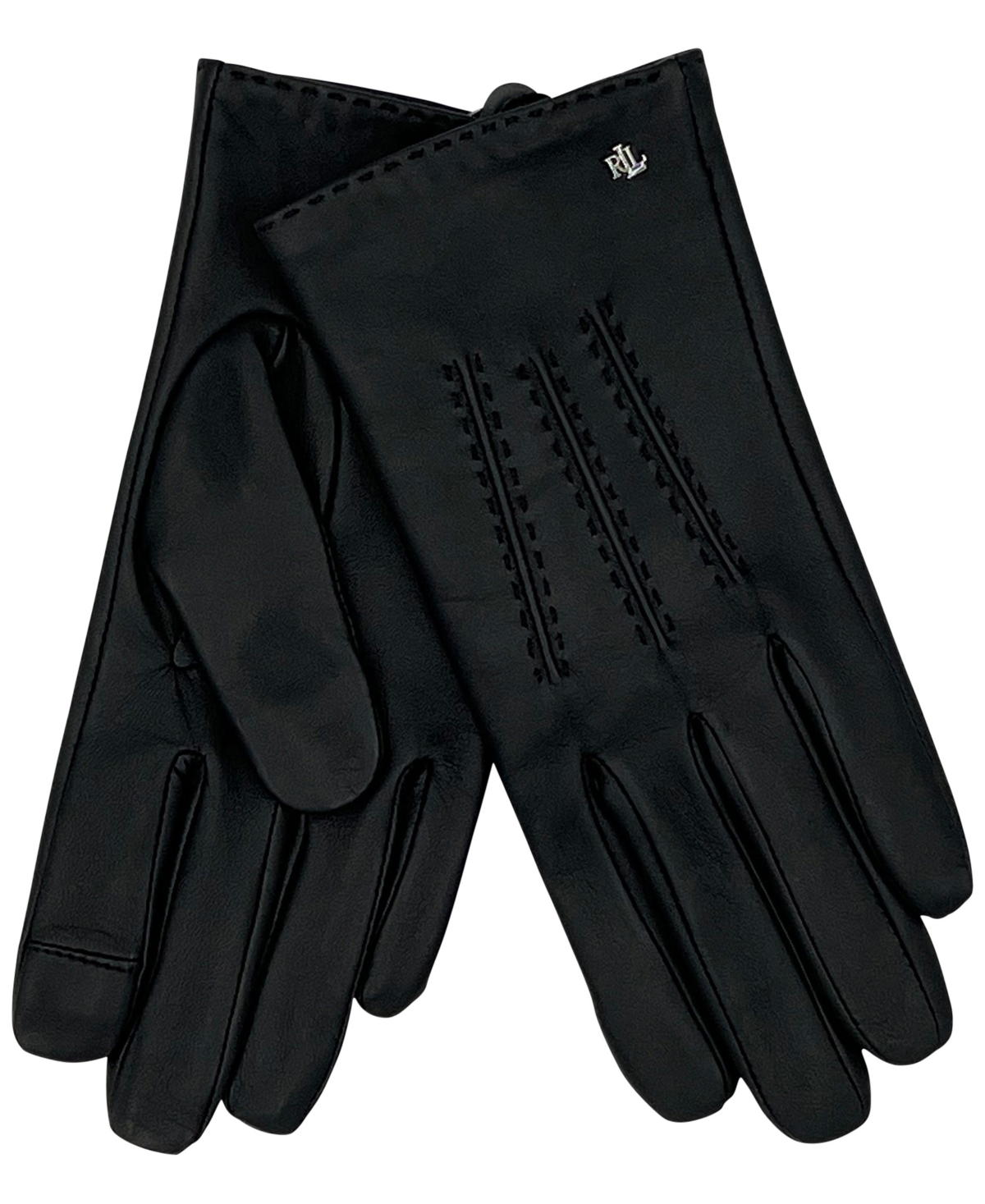 Ralph Lauren Pick Stitch Leather Gloves In Black