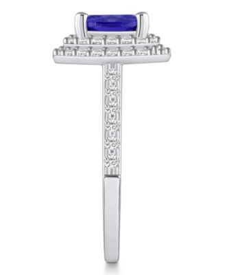 Tanzanite (2-1/3 ct. t.w.) & Diamond (5/8 ct. t.w.) Cushion Halo Statement Ring in 14k Gold