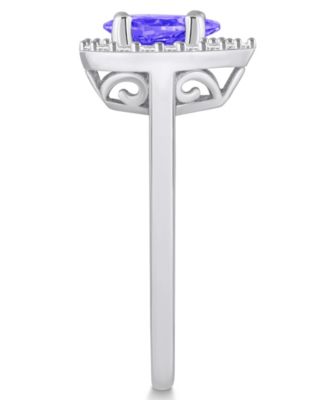 Tanzanite (7/8 ct. t.w.) & Diamond (1/5 ct. t.w.) Pear Halo Ring in 14k Gold
