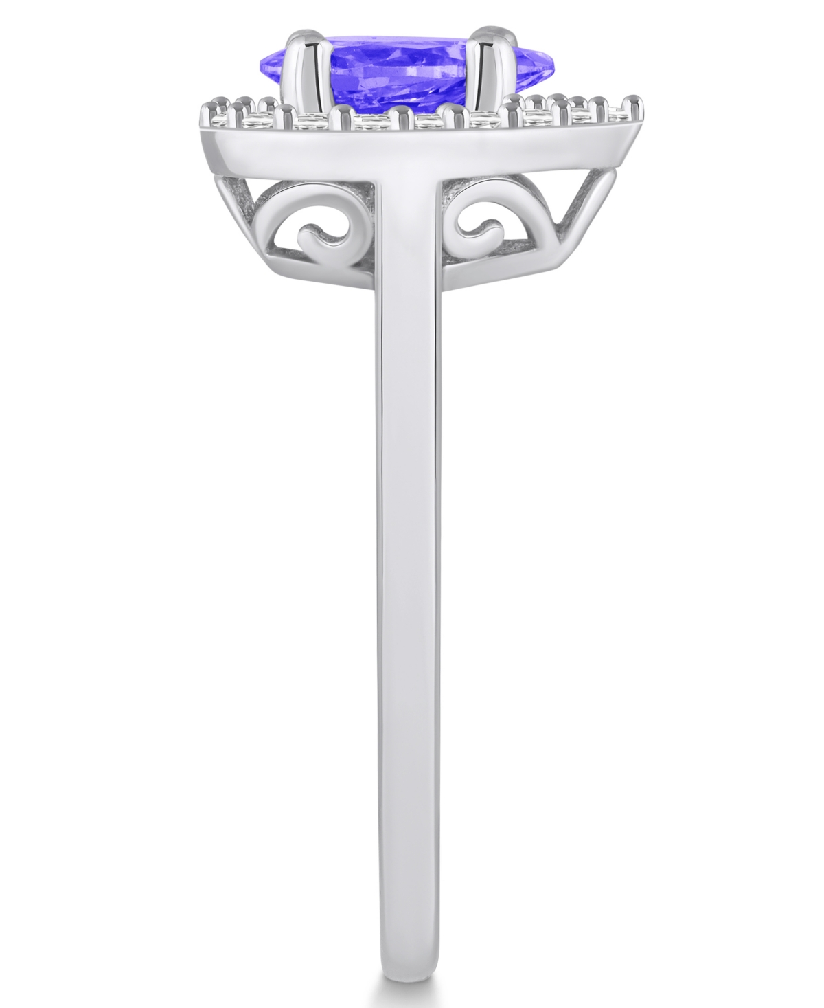 Tanzanite (7/8 ct. t.w.) & Diamond (1/5 ct. t.w.) Pear Halo Ring in 14k Gold