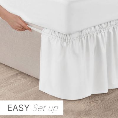 Ruffled Elastic Wrap Around Bedskirt 12 Inch Drop