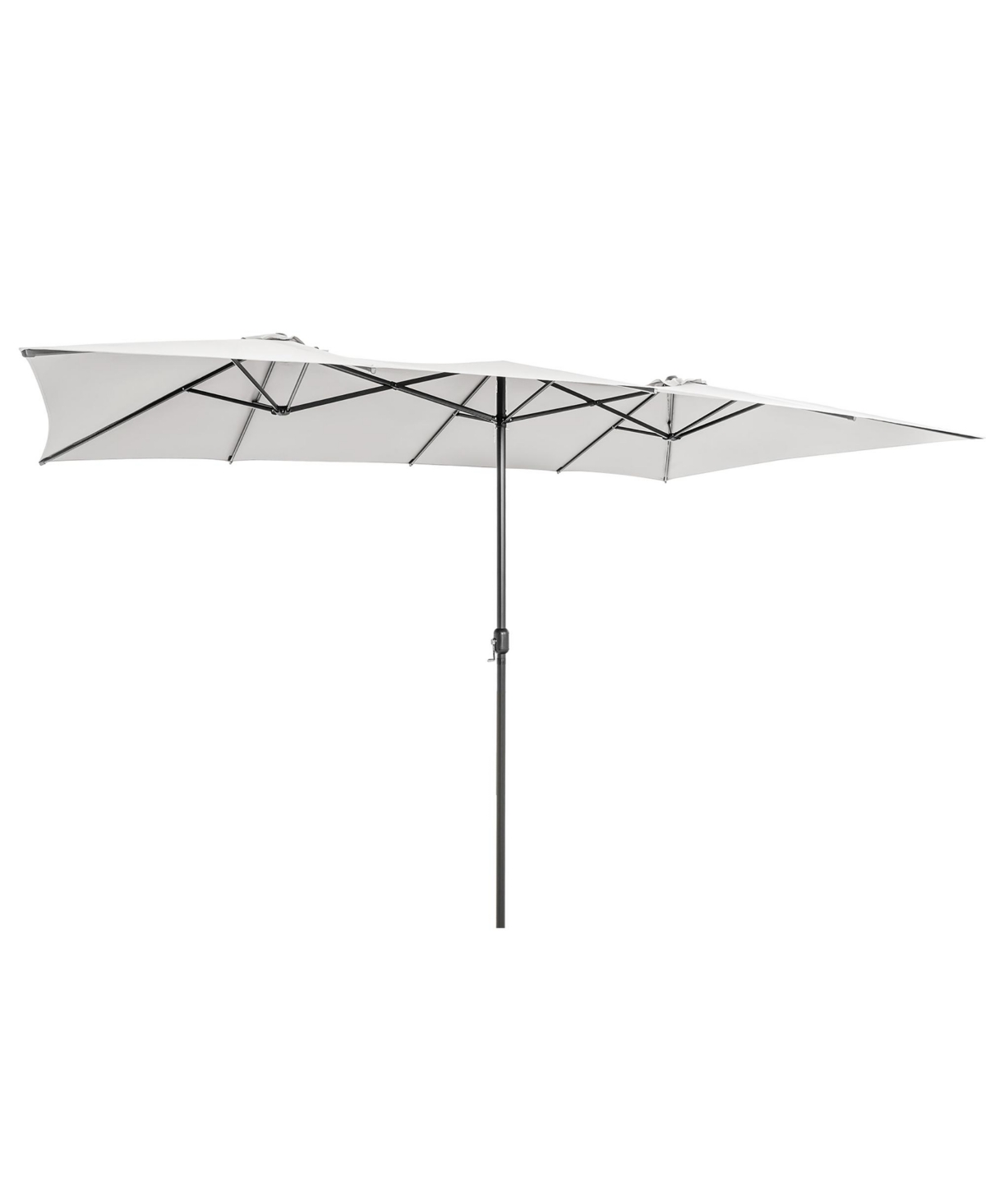 15FT Double-Sided Patio Market Umbrella Large Crank Handle Vented Outdoor Twin - Brown
