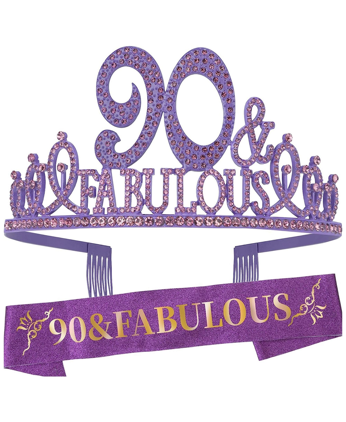 90th Birthday Gifts for Women, 90th Birthday Crown and Sash for Women, 90th Birthday Decorations for Women, 90th Birthday Party Favors, 90t