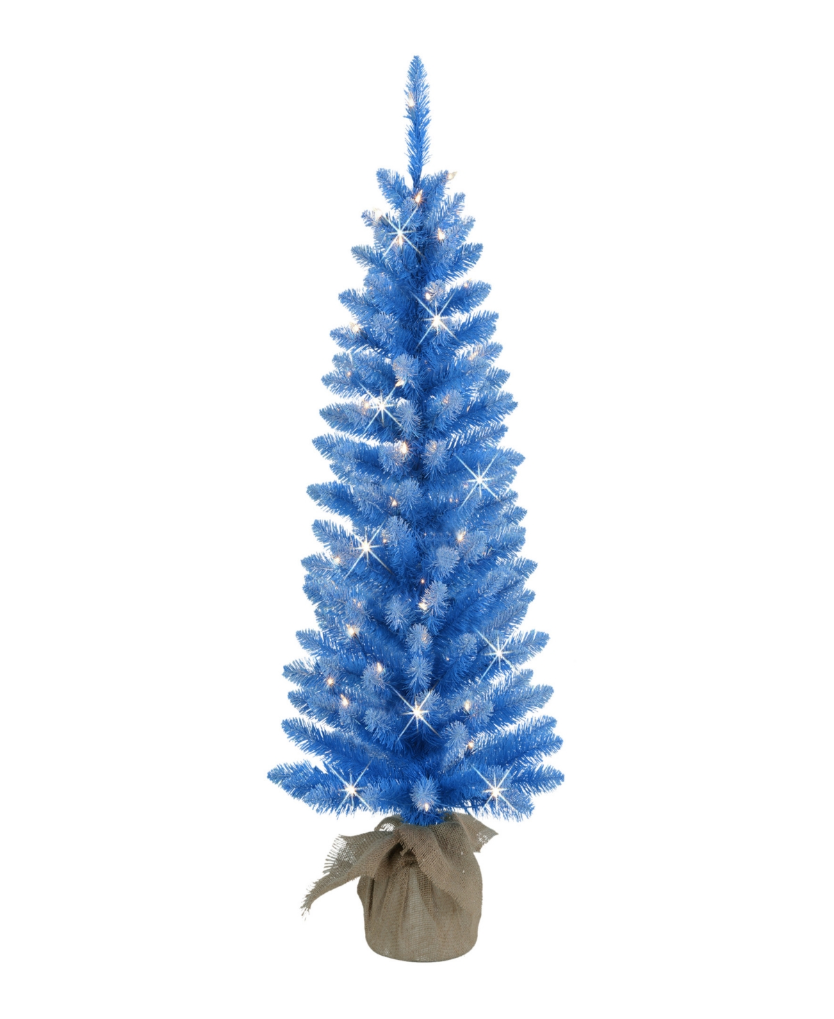 Puleo 4' Pre-lit Artificial Tree In Burlap Sac In Blue