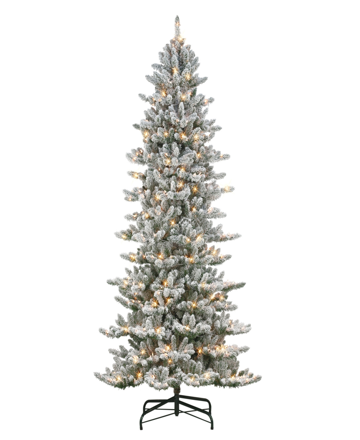 Puleo 9' Pre-lit Slim Flocked Royal Majestic Artificial Spruce Tree In Green