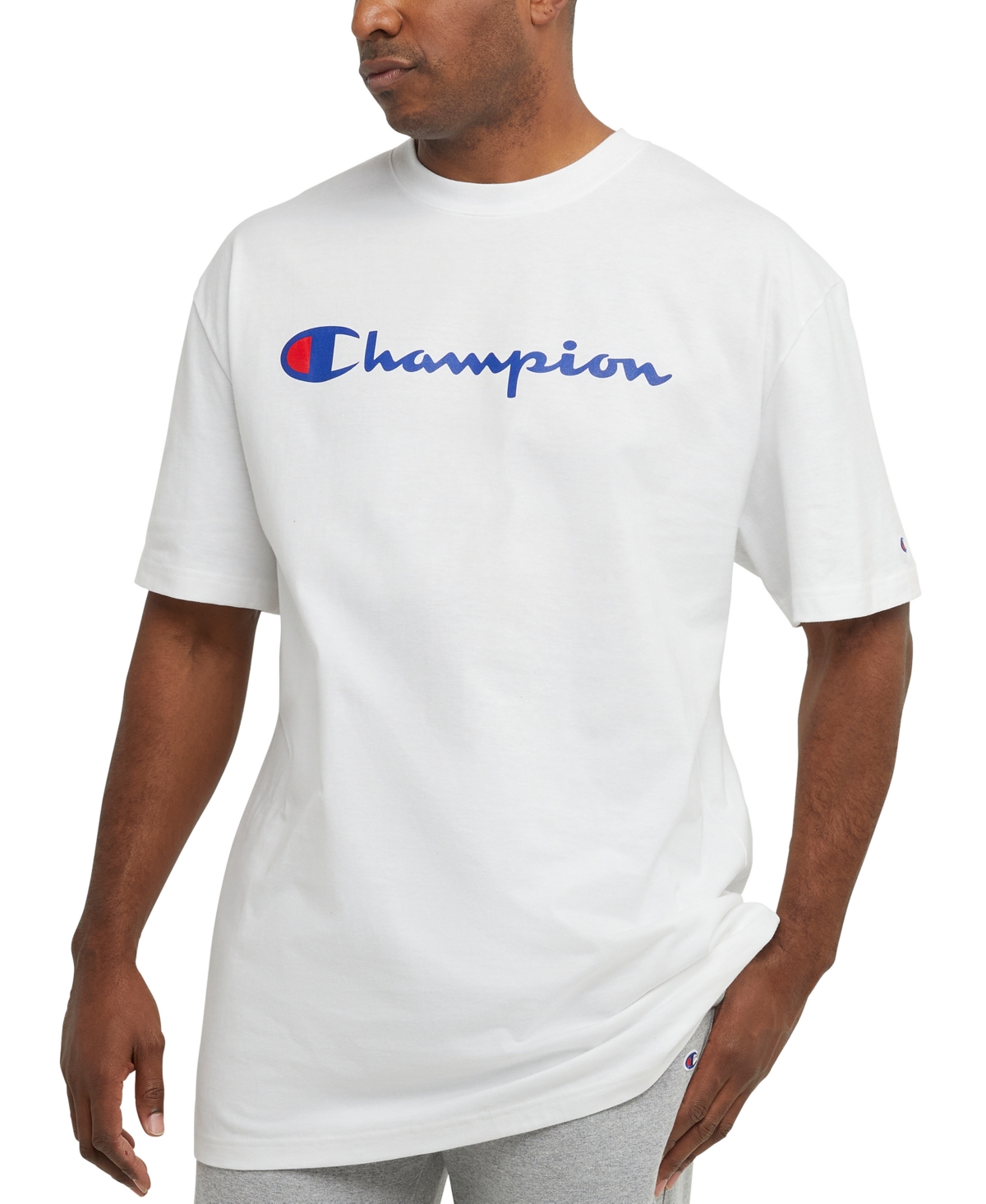 Champion Men's Big & Tall Classic Standard-fit Logo Graphic T-shirt In Oxford Grey