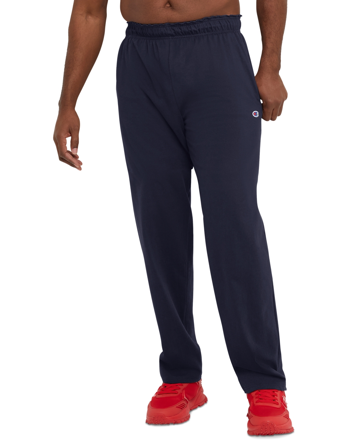 Champion Men's Big & Tall Standard-fit Jersey-knit Track Pants In Navy