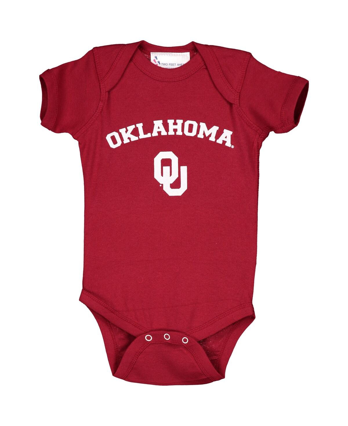 Two Feet Ahead Babies' Infant Boys And Girls Crimson Oklahoma Sooners Arch And Logo Bodysuit