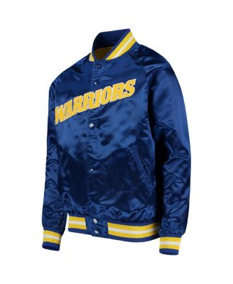 Big Boys Royal Golden State Warriors Hardwood Classics Satin Raglan Full-Snap Jacket