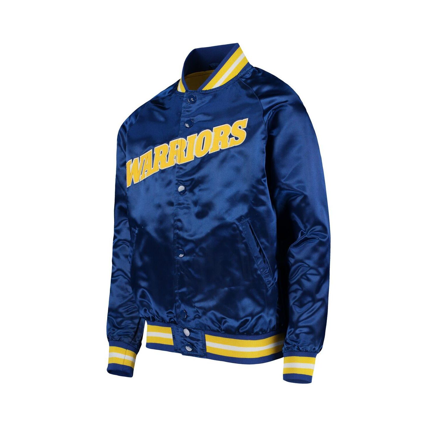 Big Boys Royal Golden State Warriors Hardwood Classics Satin Raglan Full-Snap Jacket
