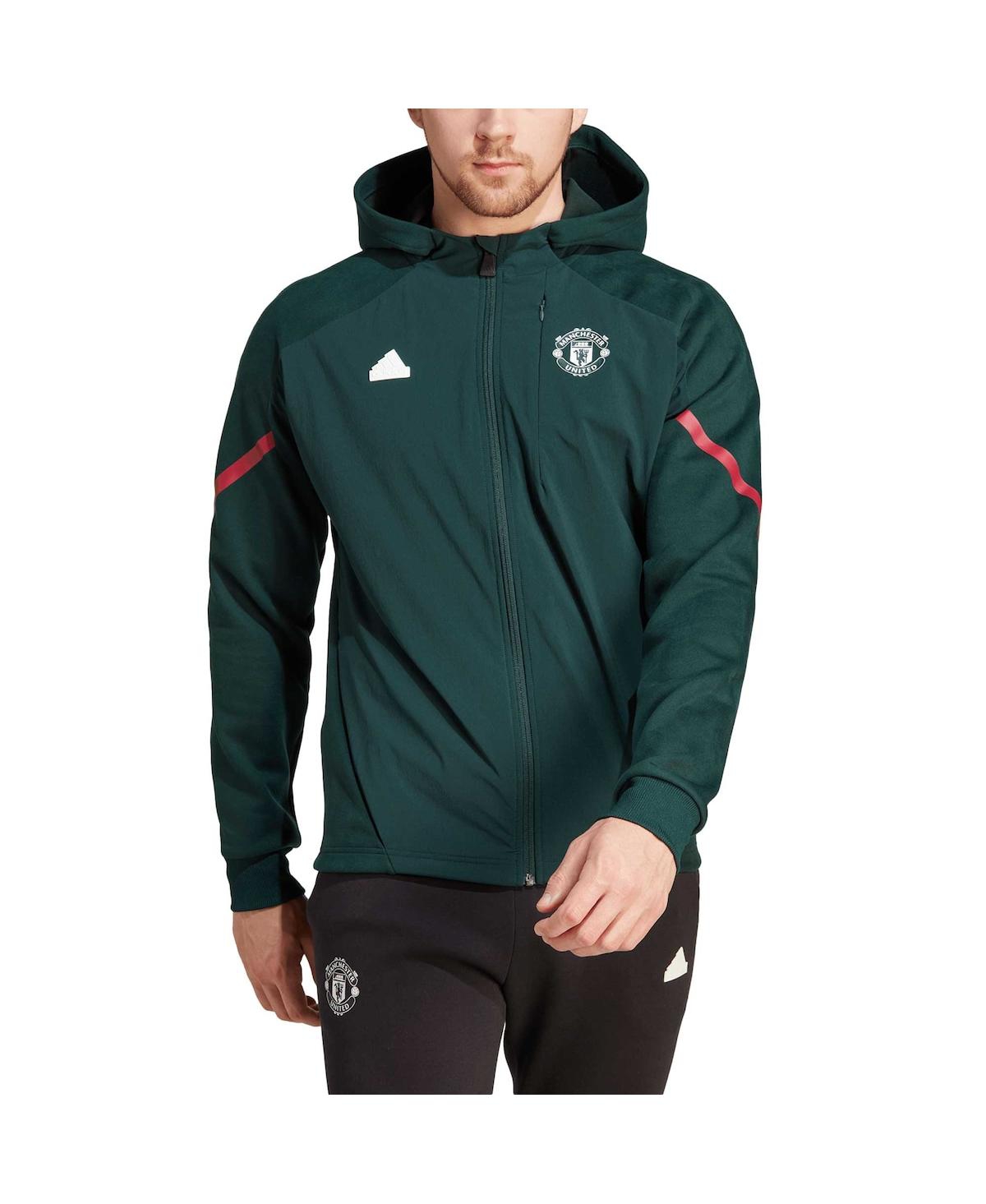 Adidas Originals Men's Adidas Green Manchester United Designed For Gameday Raglan Full-zip Hoodie Jacket