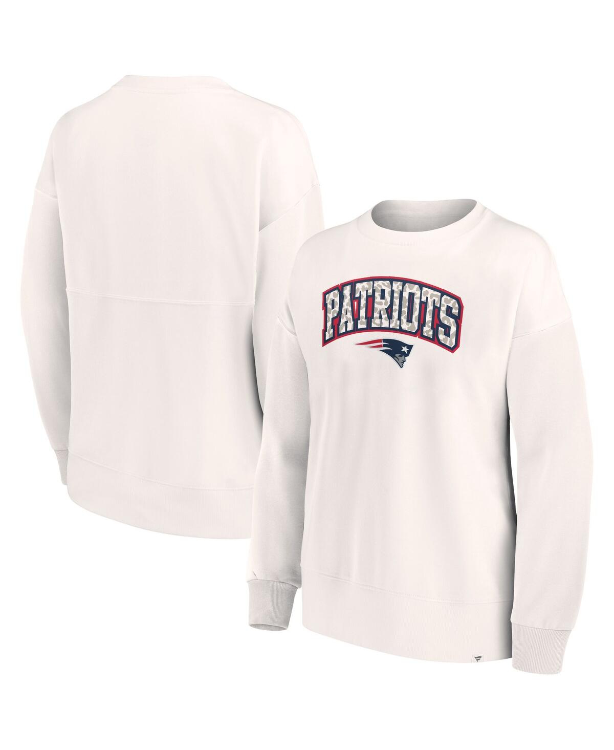 Fanatics Branded White New England Patriots Leopard Team Pullover Sweatshirt In White