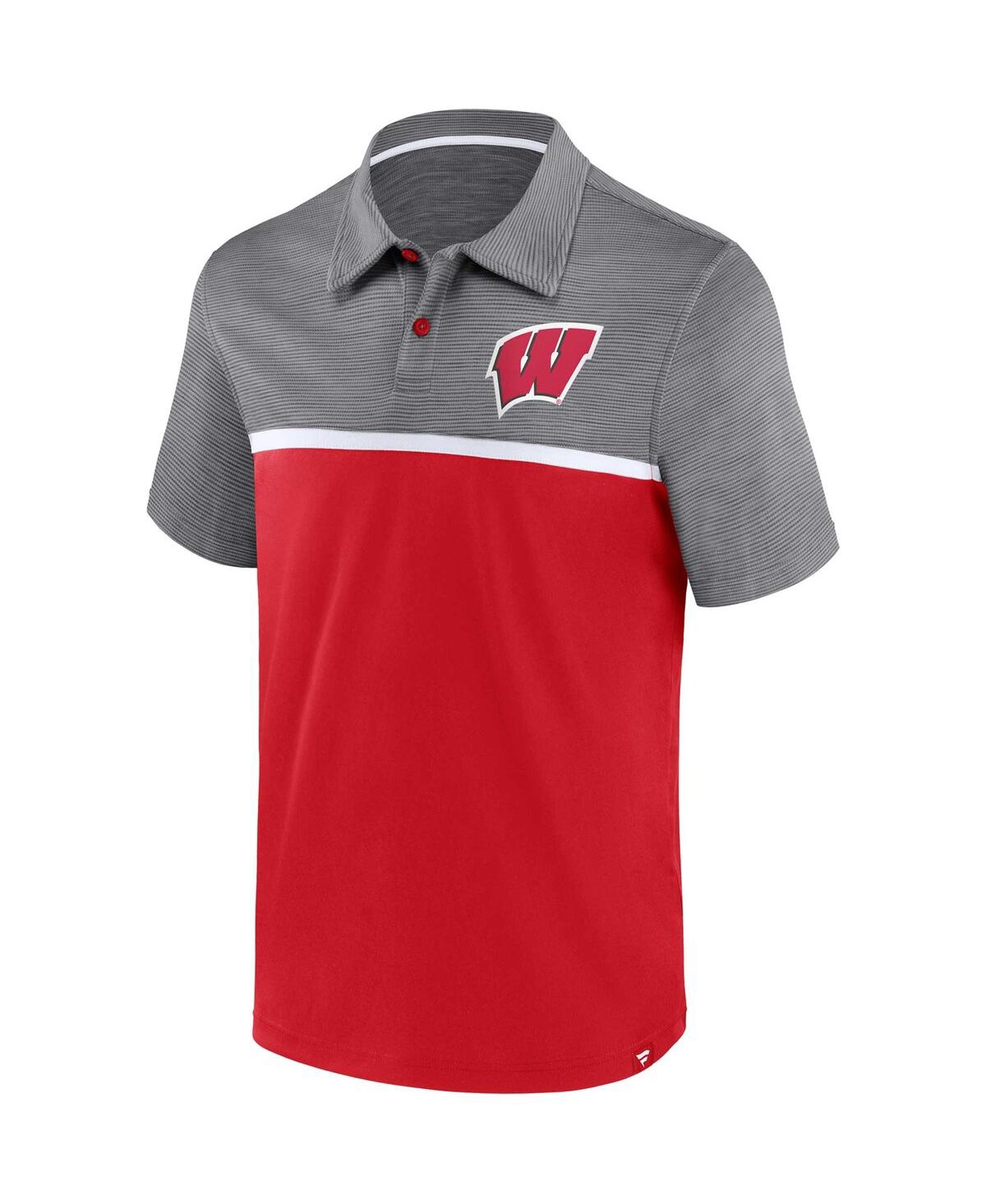 Men's Fanatics Gray Wisconsin Badgers Polo Shirt - Gray