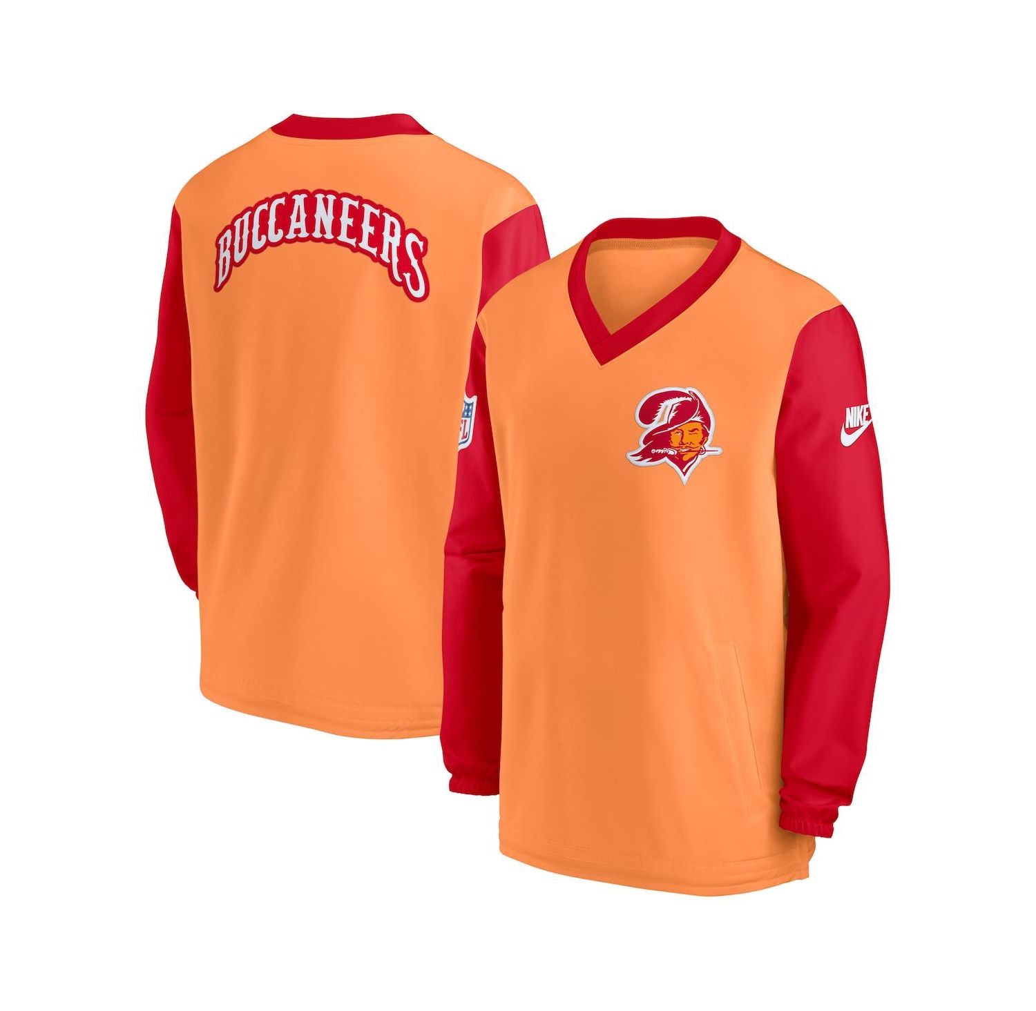 Men's Orange Tampa Bay Buccaneers Throwback V-Neck Pullover Windbreaker