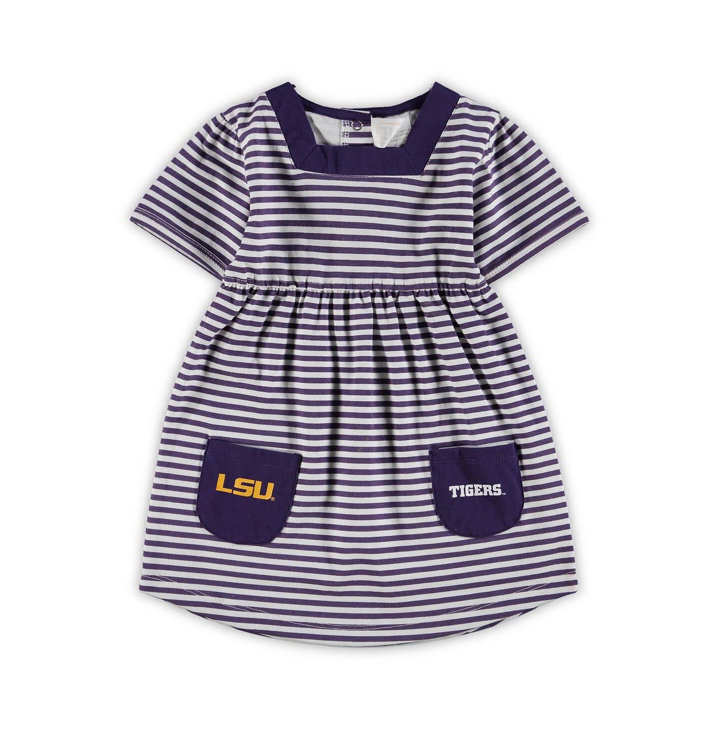 Платье Little King Apparel Purple LSU Tigers Striped with Pockets для девочек-малышей — фото 1