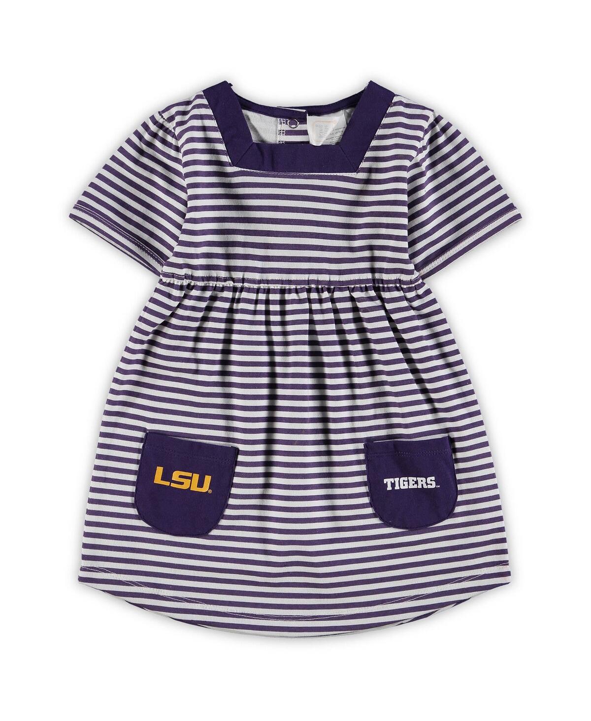 Little King Apparel Girls Toddler Purple Lsu Tigers Striped Dress With Pockets In Purple