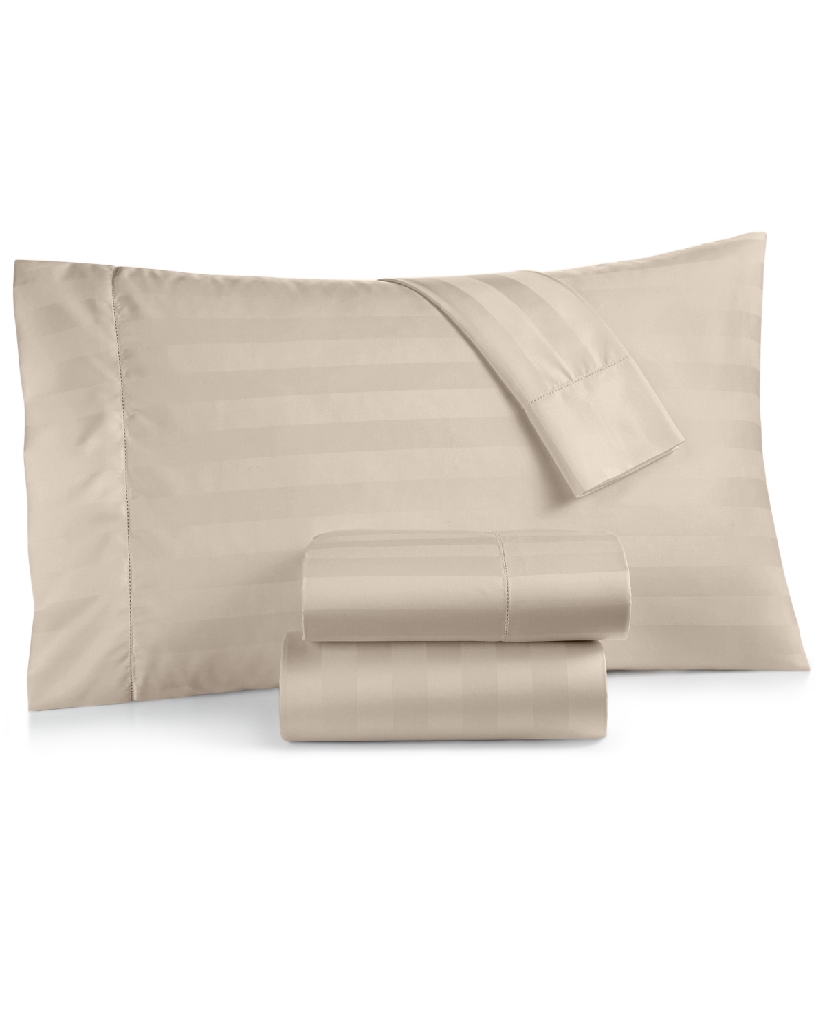 Charter Club Damask 1.5" Stripe 550 Thread Count 100% Cotton 4-pc. Sheet Set, Queen, Created For Macy's In Pebble