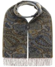 Gray Blue Paisley Mens Silk Scarf - Designer neck scarf for winters