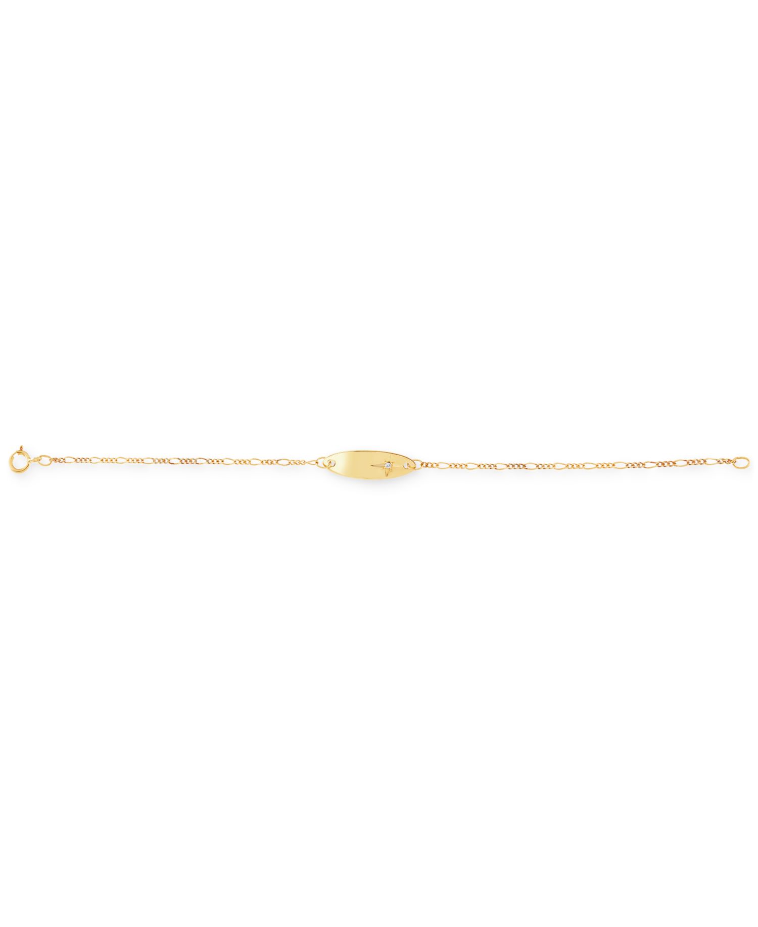 Children's Diamond Accent Figaro Chain ID Bracelet in 14k Gold
