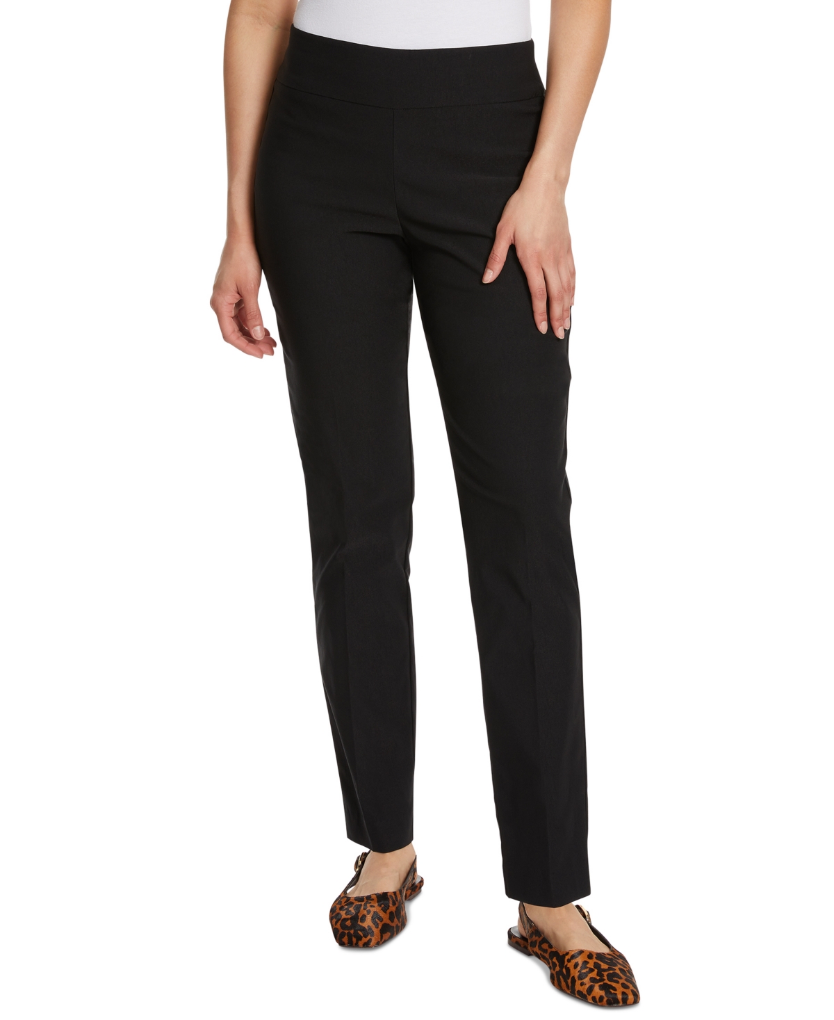 Gloria Vanderbilt Women's Tummy-control Pull-on Slim Trousers, Regular, Short & Long In Black