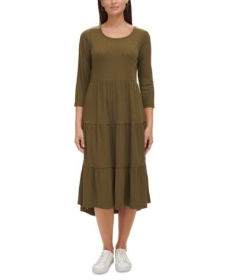 tommy hilfiger women's neck tie a line dress