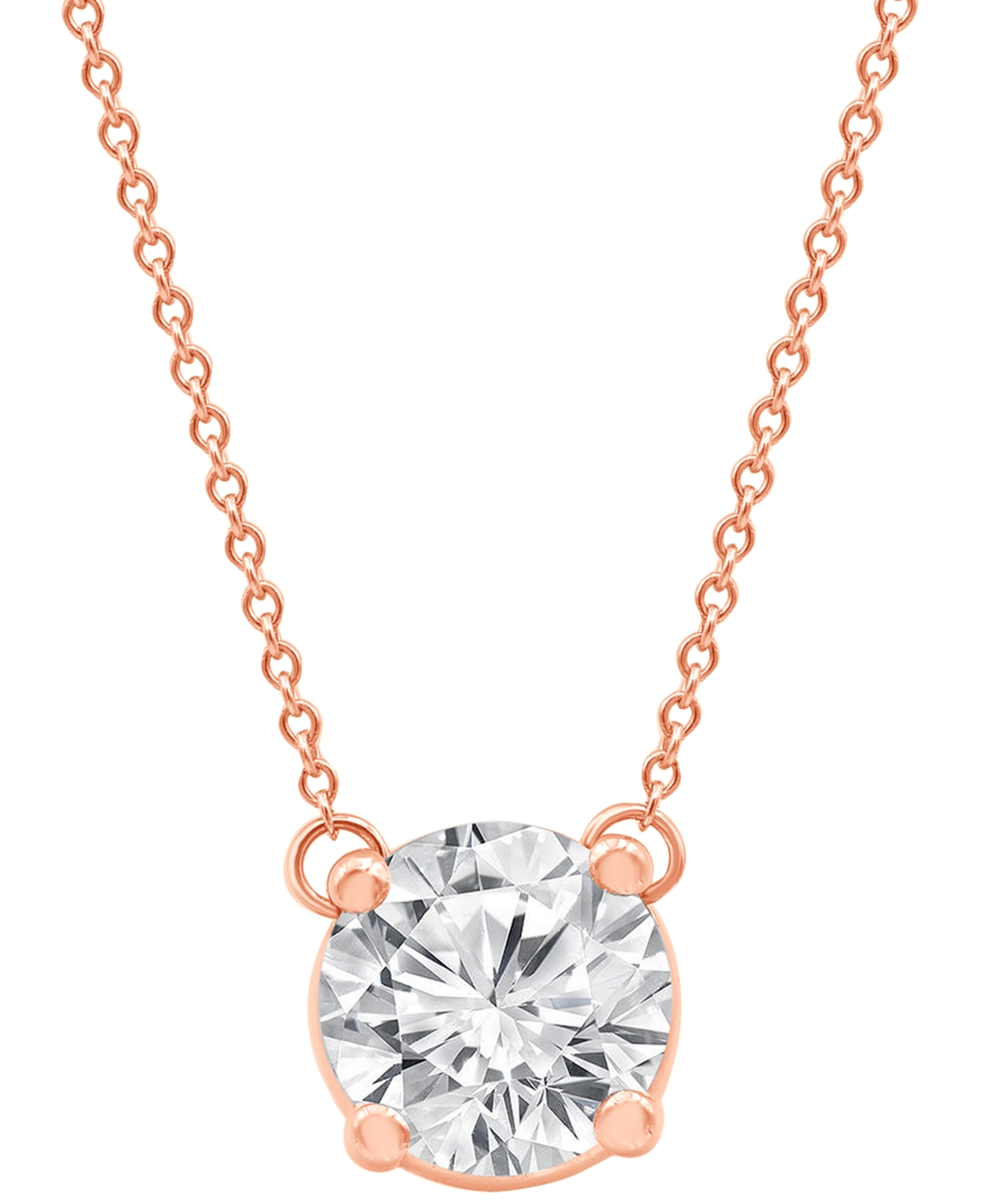 Badgley Mischka Certified Lab Grown Diamond Solitaire Pendant 18" Necklace (2-1/4 Ct. T.w.) In 14k Gold In Rose Gold