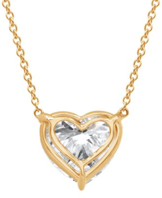 Certified Lab Grown Diamond Heart-Cut Solitaire 18" Pendant Necklace (3 ct. t.w.) in 14k Gold