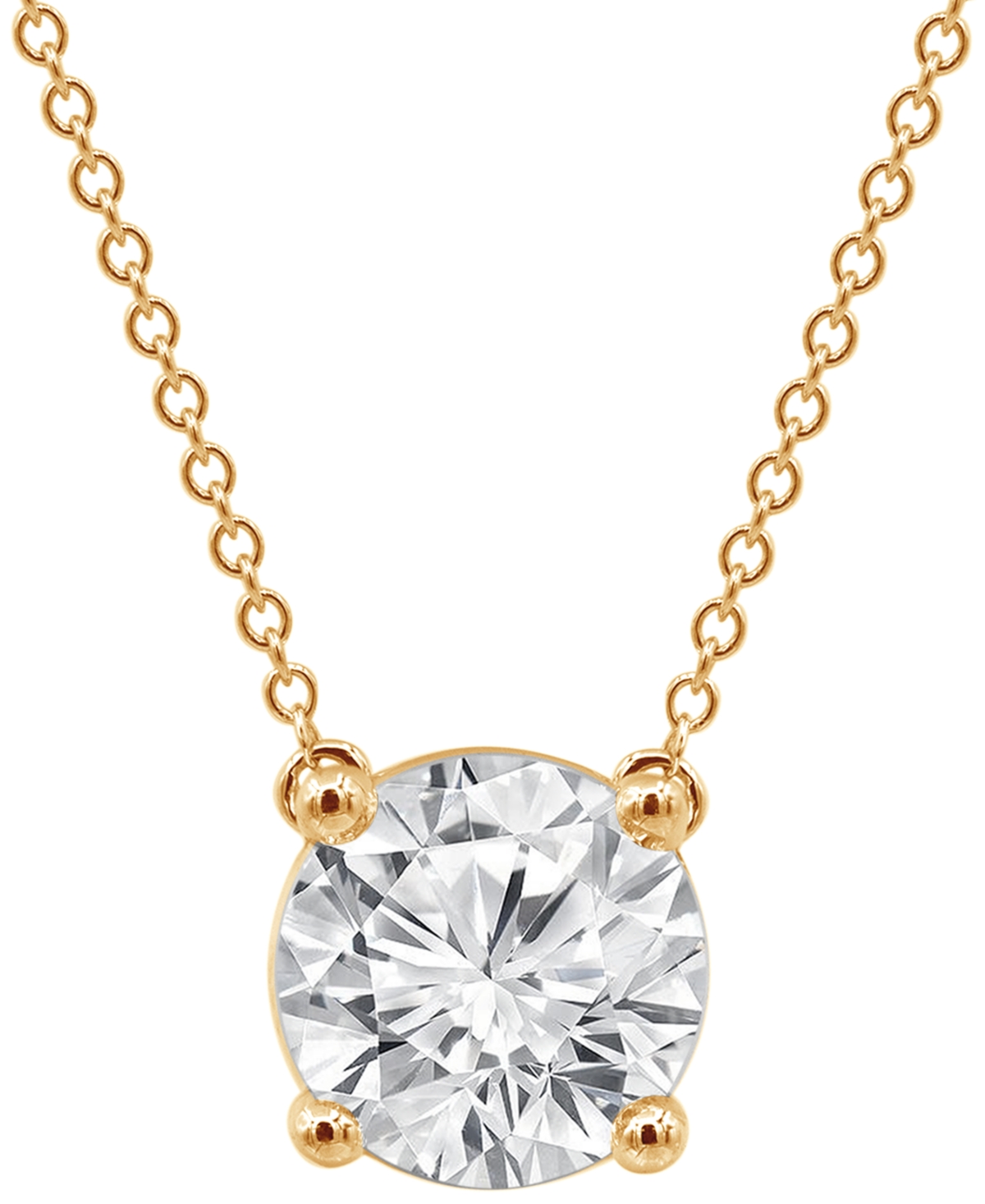 Certified Lab Grown Diamond Solitaire 18" Pendant Necklace (3 ct. t.w.) in 14k Gold - White Gold