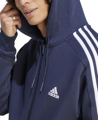 флисовая толстовка adidas Men's Essentials с 3 полосками обычного кроя на молнии, обычная, для больших и высоких размеров 