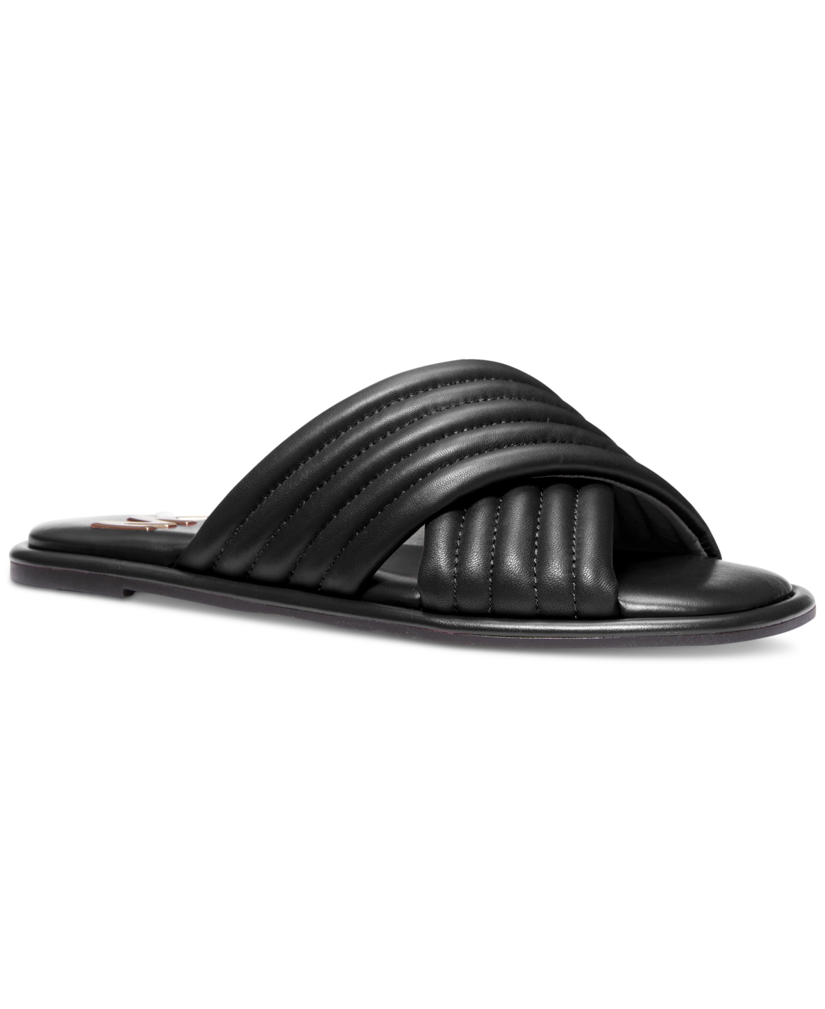 Michael Kors Michael  Portia Slip-on Crisscross Quilted Slide Sandals In Black